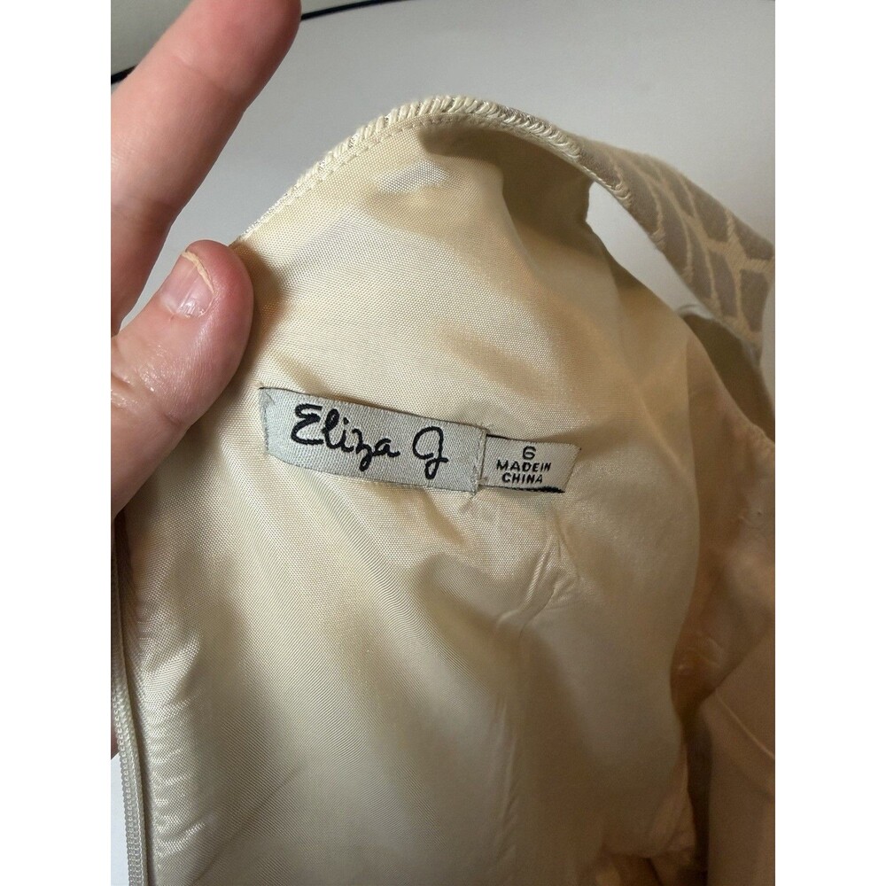 Eliza J Metallic Jacquard Fit & Flare Dress Belted Size 6 - Picture 8 of 16